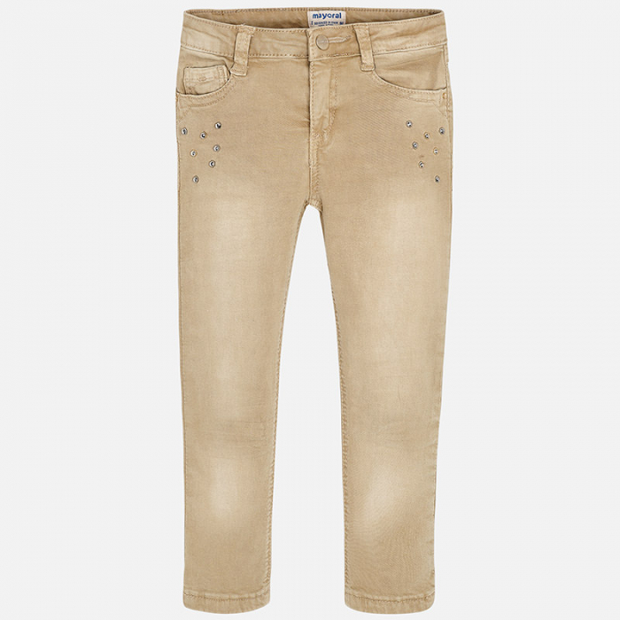 detail Twill trousers with rhinestones for girl Regular fit