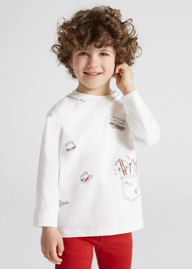 detail T-shirt with long sleeves with embroidery for a boy ECOFRIENDS
