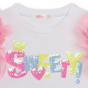 náhled Dívčí tričko s různobarevnými flitry a dvoubarevnými volány nabíranými na rameno BILLIEBLUSH