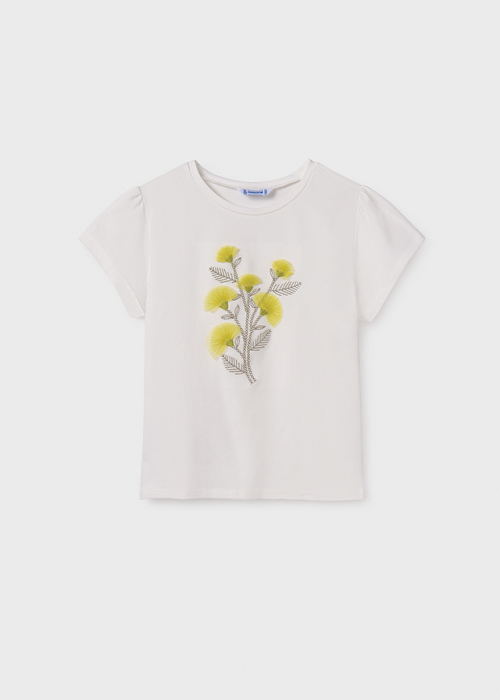 detail Dívčí tričko s vyšívanými květinami MAYORAL