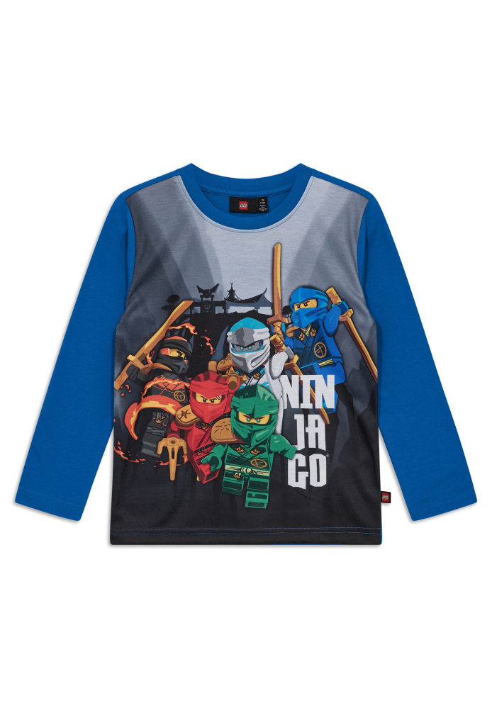 деталь LEGO® NINJAGO® chlapecké tričko s dlouhým rukávem – hrdinové Kai, Jay a Lloyd LEGO