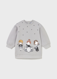 Mikina pro holčičky s potiskem hudební kapely – šedá barva, pohodlný střih MAYORAL