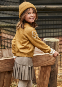 Dívčí plisovaná sukně s třpytivým lemem – béžová MAYORAL