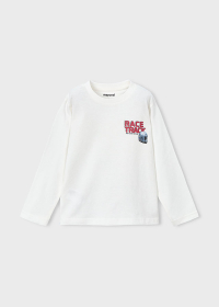 Chlapecké tričko s helmou a nápisem Race Track – bílé MAYORAL