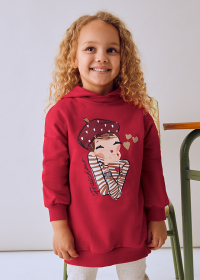 Dívčí černé mikinové šaty s medvídkem a kapucí MAYORAL