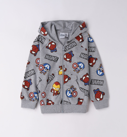 Chlapecká mikina s kapucí Spider-Man a Marvel hrdiny – šedá IDO