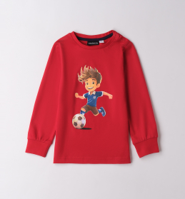 Chlapecké červené tričko s fotbalistou a dlouhým rukávem SARABANDA