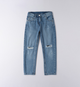 Dívčí světle modré džíny s roztrhanými koleny SARABANDA