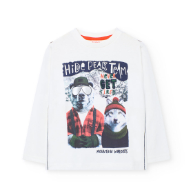 Chlapecké tričko s dlouhým rukávem s potiskem medvěda a vlka BOBOLI