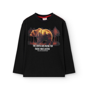 Chlapecké tričko s medvědem a citátem – černé BOBOLI