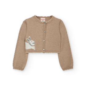 Dívčí bolerkový svetřík s králíčkem, ideální k šatům BOBOLI