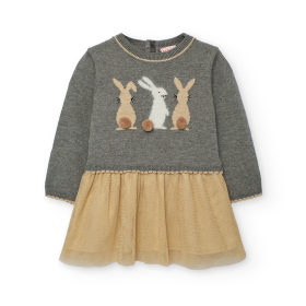 Dívčí šaty s králíčky a tylovou sukní BOBOLI