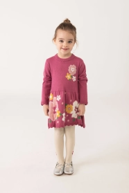 Dívčí pletené šaty s květinami a volánem BOBOLI