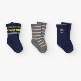 Chlapecké ponožky s autíčky a pruhy – 3 páry BOBOLI