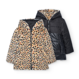 Stylový dívčí oboustranný kabát s kapucí BOBOLI