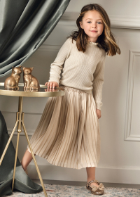 Dívčí plisovaná béžová sukně se zdobeným pasem ABEL & LULA