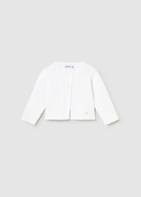Dětský dívčí pletený kardigan s mašličkami, bílý MAYORAL