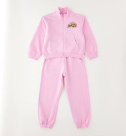 Dívčí růžová tepláková souprava s potiskem pudla IDO
