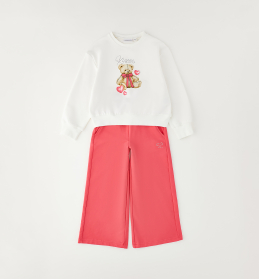 Dívčí tepláková souprava s medvídkem a širokými kalhotami SARABANDA