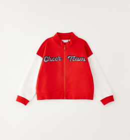 Dívčí červený set Cheer Team mikina, tričko a sukně SARABANDA