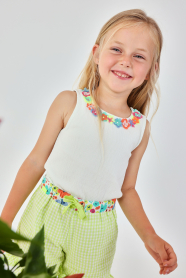 Dívčí tílko s barevnými květinovými aplikacemi BOBOLI