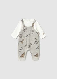 Unisex kojenecká souprava trička a overalu s dinosaury MAYORAL