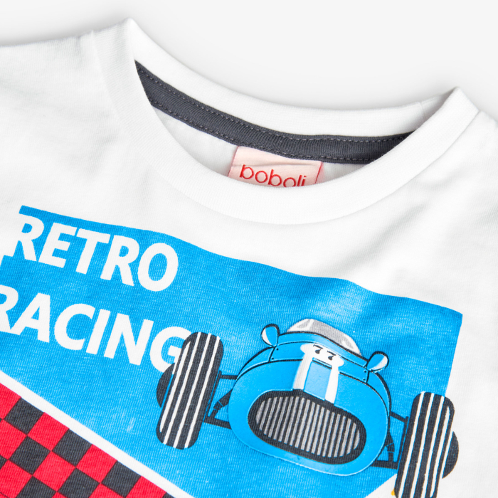 деталь Chlapečkové pletené triko s potiskem obrázků závodních aut BOBOLI