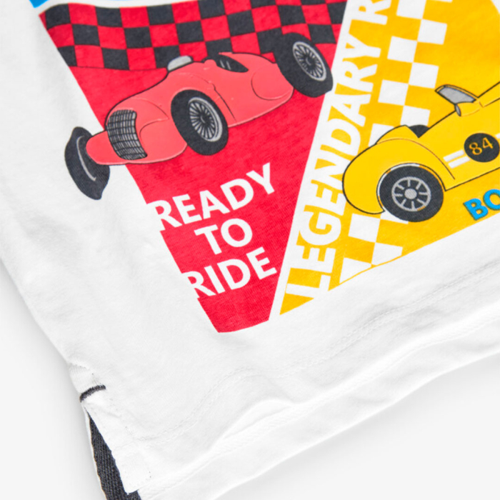 деталь Chlapečkové pletené triko s potiskem obrázků závodních aut BOBOLI