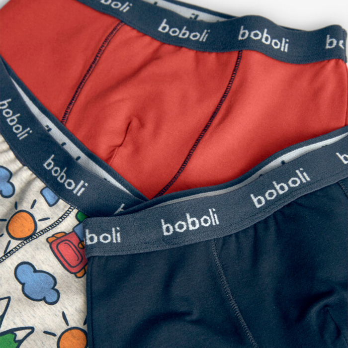 деталь Sada 3 chlapeckých pletených boxerek s potiskem v červené, modré a dalších barvá BOBOLI