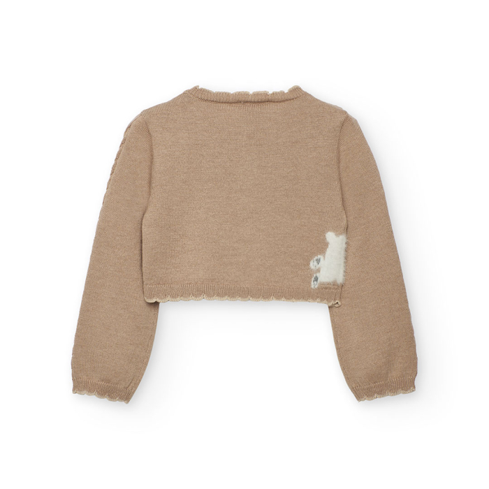 деталь Dívčí bolerkový svetřík s králíčkem, ideální k šatům BOBOLI