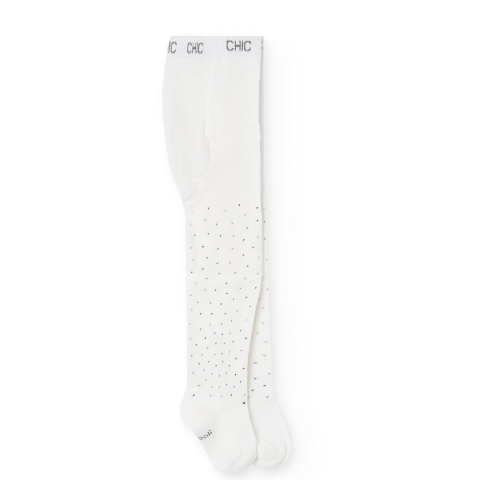 деталь Bílé dívčí punčocháče s třpytkami BOBOLI