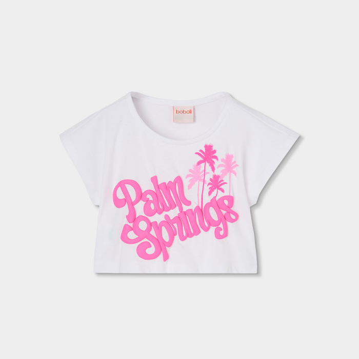 деталь Dívčí crop top nápis Palm Springs BOBOLI
