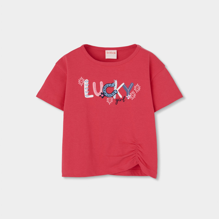 деталь Dívčí tričko s nápisem Lucky girl BOBOLI