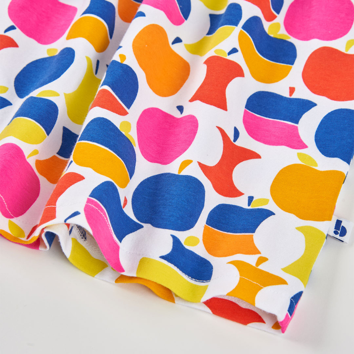 деталь Dívčí šaty s barevným jablečným celoplošným potiskem BOBOLI