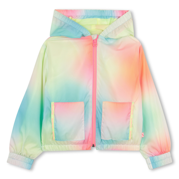 деталь Dívčí větrovka , duhová bunda, s kapucí, ombre, neon, mesh BILLIEBLUSH