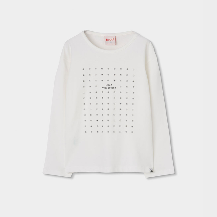 деталь Dívčí strečové tričko ROCK – off white BOBOLI