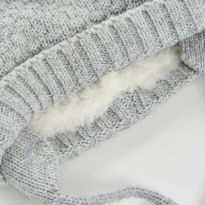 деталь Unisex baby čepice –šedá BOBOLI