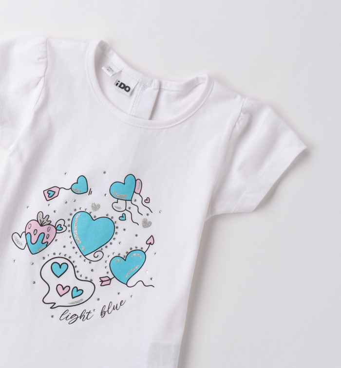 деталь Dívčí tričko s modrými srdíčky IDO