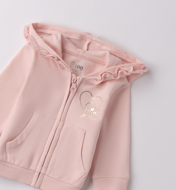 деталь Dívčí mikina na zip s nápisem mini girl – růžová IDO