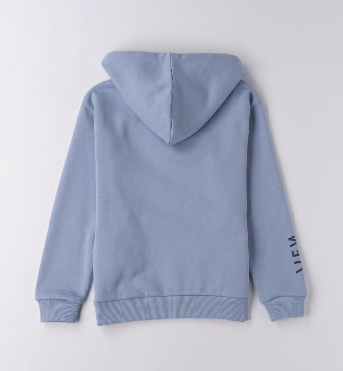 деталь Chlapecká modrá mikina s potiskem One World SARABANDA