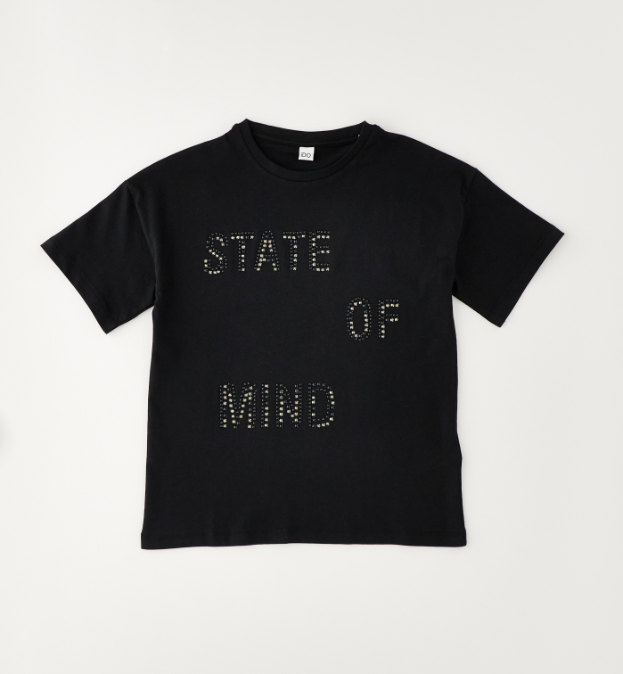 деталь Dívčí tričko s kamínky State of Mind černé IDO