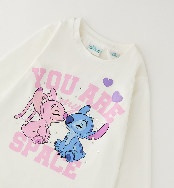 деталь Dívčí tričko s dlouhým rukávem Disney Lilo & Stitch IDO