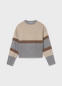 предварительный просмотр Dívčí pruhovaný svetr v béžové a šedé s třpytivým detailem MAYORAL