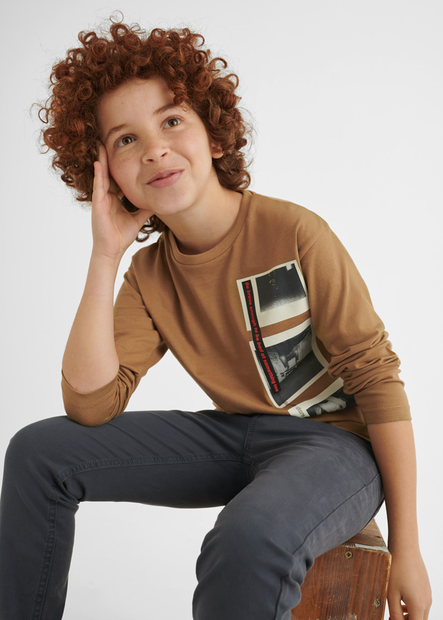 деталь T-shirt with long sleeves with a skate motif for a boy ECOFRIENDS