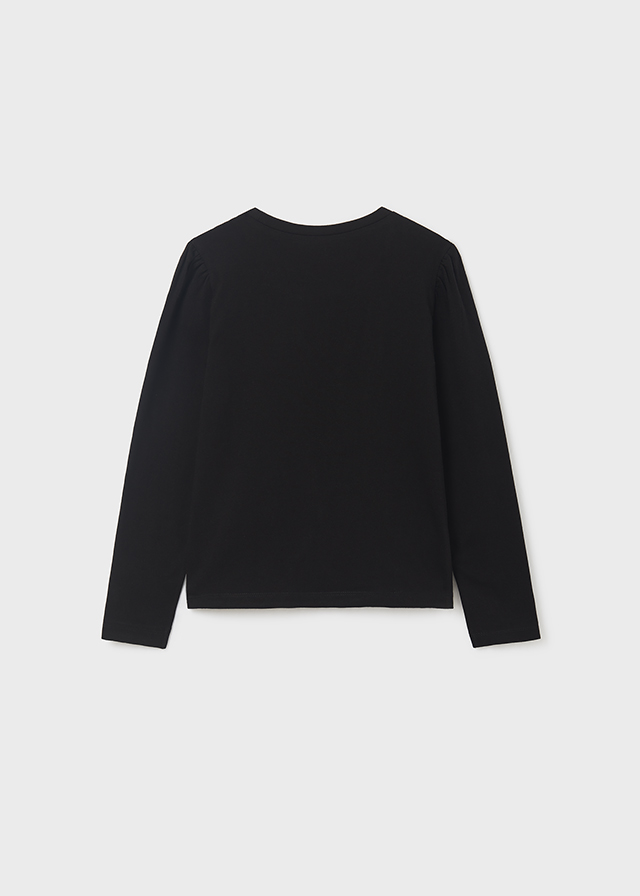 деталь Long-sleeved T-shirt with an application for a girl