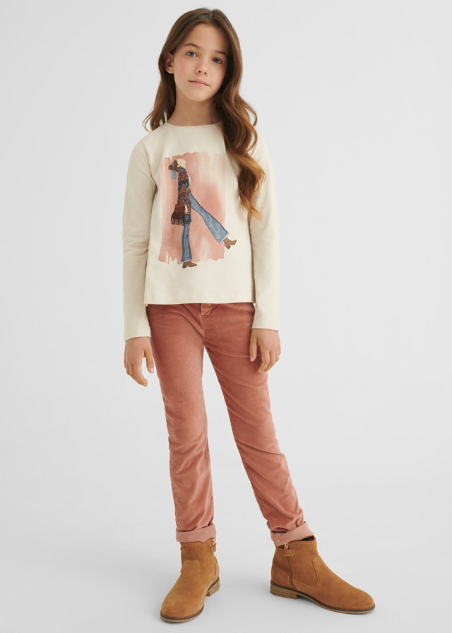 деталь Long slim fit corduroy pants for girls