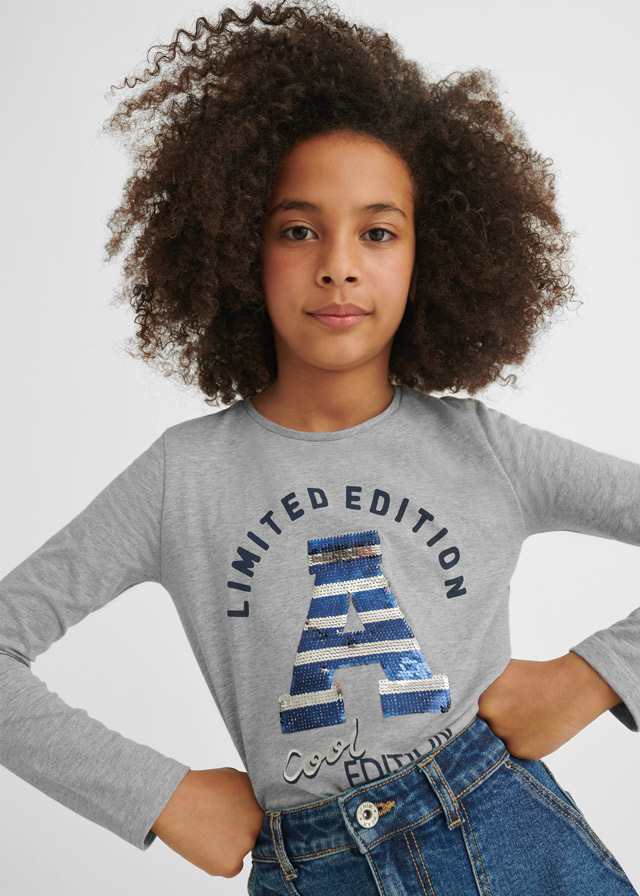 деталь Long sleeve sequinned T-shirt for girls