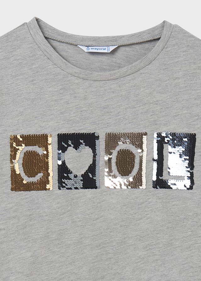 деталь Long-sleeved t-shirt with a print for a girl