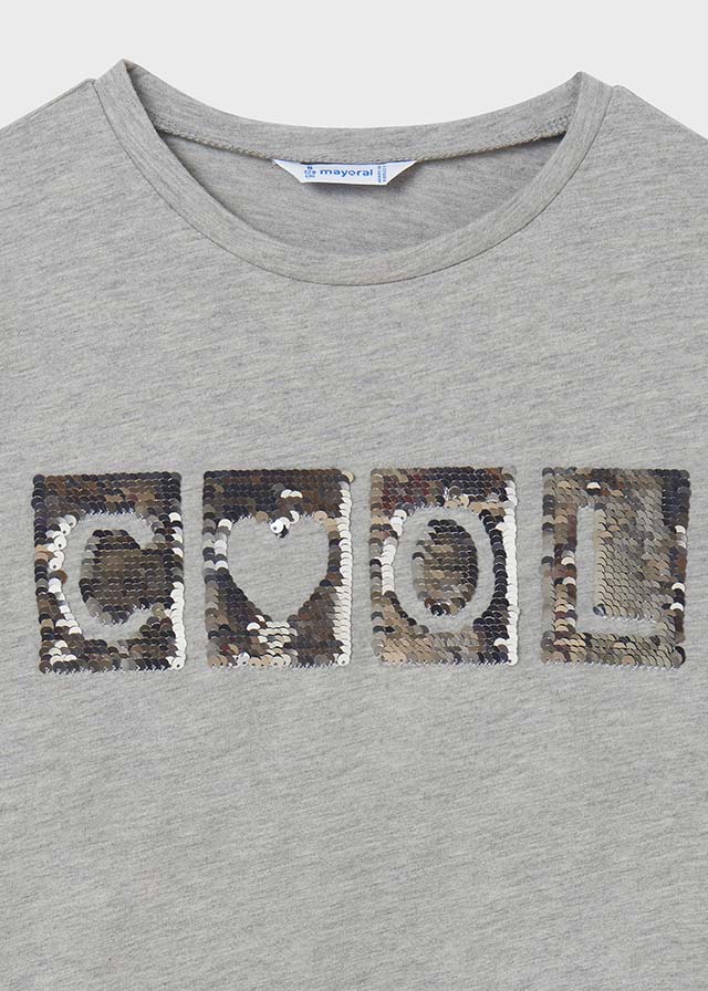 деталь Long-sleeved t-shirt with a print for a girl