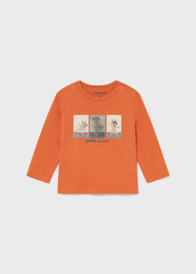 деталь Chlapecké oranžové tričko s potiskem skateboard MAYORAL